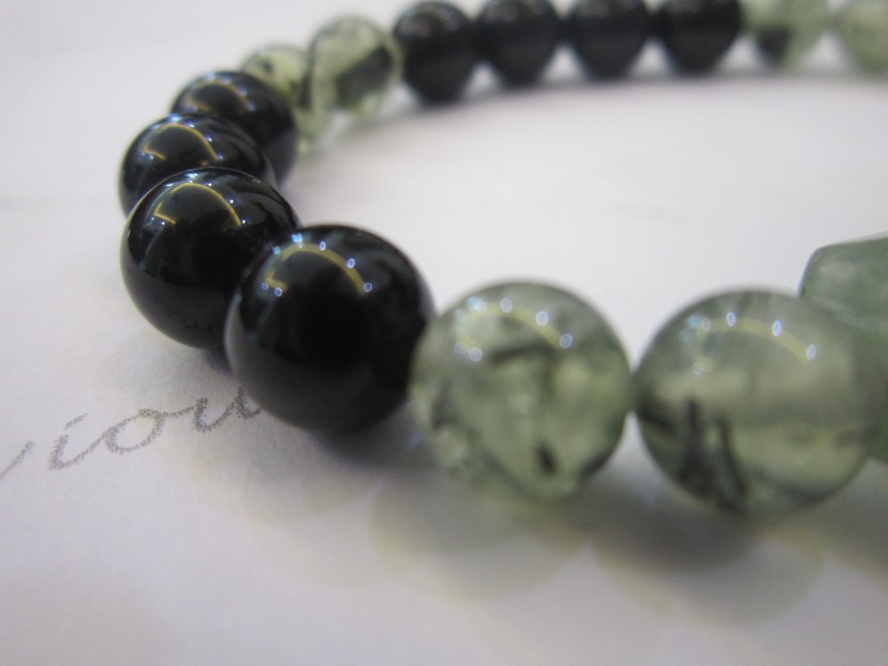 Black Agate & Prehnite Bracelet