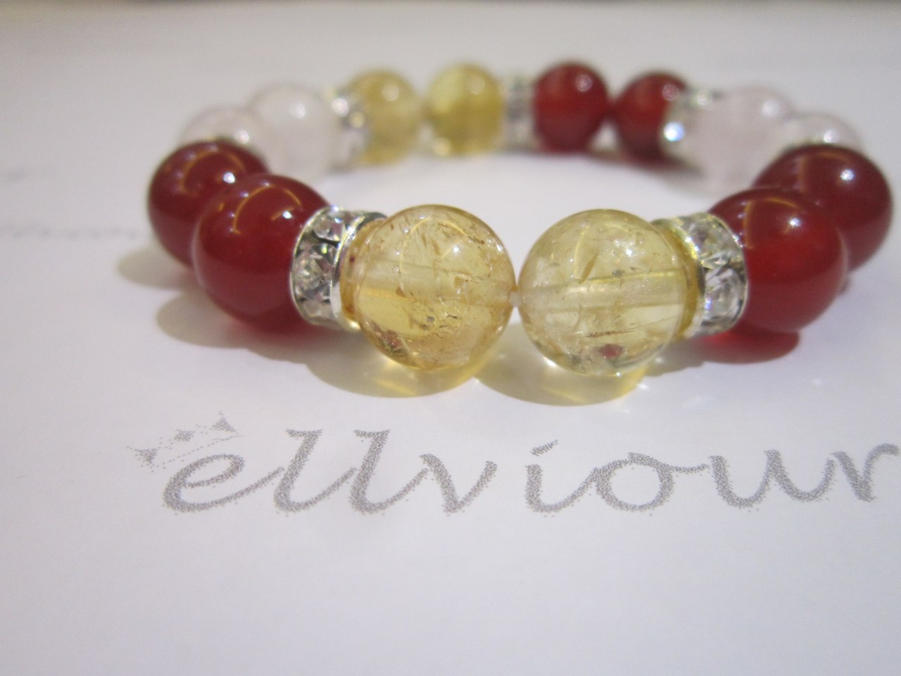 Rose Quartz, Red Agate & Citrine Bracelet